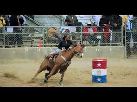 Black Cowgirl Barrel Racing at the Black Cowboy and Cowgirl Association rodeo in Humble, Texas