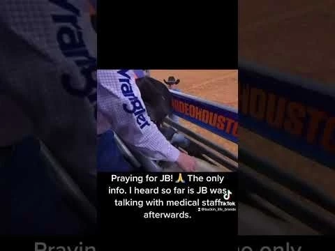 JB Mauney dumped in chute! #prayers #legend #rodeo #rodeohouston #trending #cowboys