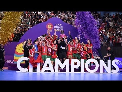 The full crowning moment of the Atlas Lionesses as the #FutsalWAFCON2025 champions!