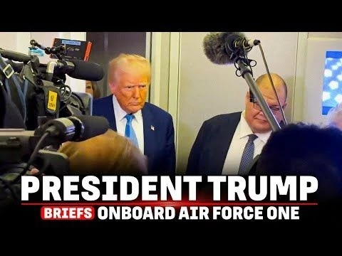 US President Trump Speaks to Reporters Onboard Air Force One on Putin|Tariffs | USA- Russia Talks