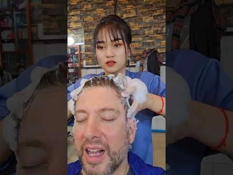 BEST EVER HEAD MASSAGE. So Strong! #massage #headmassage #ladybarber #asmr #asmrsounds
