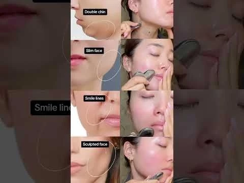 Quick Gua Sha moves for #doublechin #smilelines #tmj #sculptedface