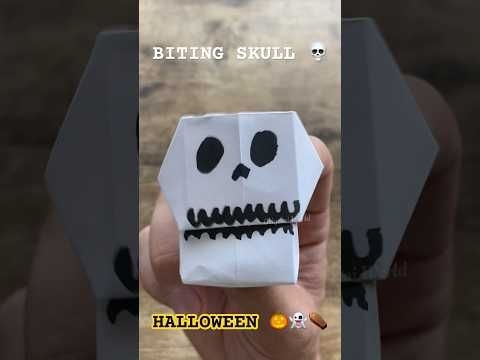 EASY BITING SKULL ORIGAMI HALLOWEEN STEP BY STEP | DIY PAPER SKULL ORIGAMI | HALLOWEEN THEME CRAFT