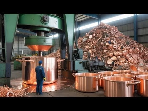 Incredible Process of Recycling Copper Scrap Into Huge Copper Cooking pots Making in Factory