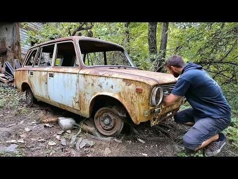 Man Restores ABANDONED Car Crushed Under a Fallen Tree | Start to Finish @lesnoy