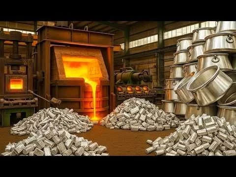 Incredible Process of Recycling Aluminium Scrap into The World Largest Cooking Pots| Factory process