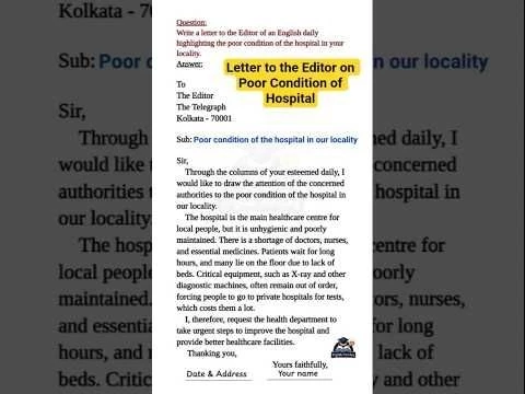 Poor Condition of Hospital | Letter to the Editor | Class 9–12 English Writing | Madhyamik, HS 2026