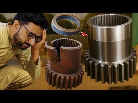 Caterpillar Gearbox Repaired and Restored: Comparison Between the Damaged and Rebuilt Gear Component