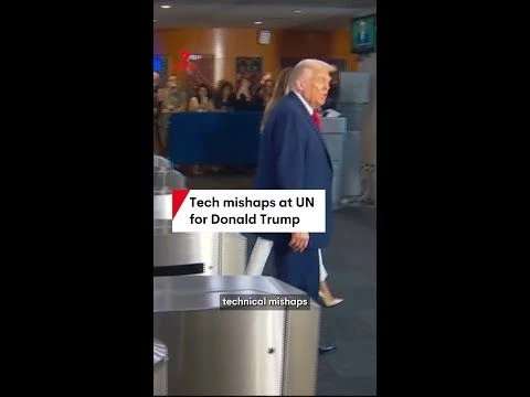 Technical mishaps for Donald Trump at United Nations in New York