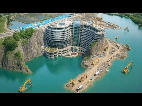 China Turns A 100 Meter Deep Abandoned Quarry Into A 5 Star Hotel, Astonishing American Engineers