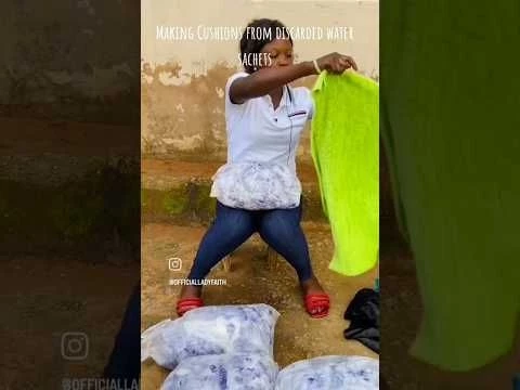 Cushions from discarded sachets by : @OfficialLadyfaith #recycling #xtalentng