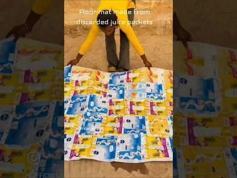 Floor mat made from discarded juice packetsCredit : @OfficialLadyfaith #mat #EcoFriendly #xtalentng